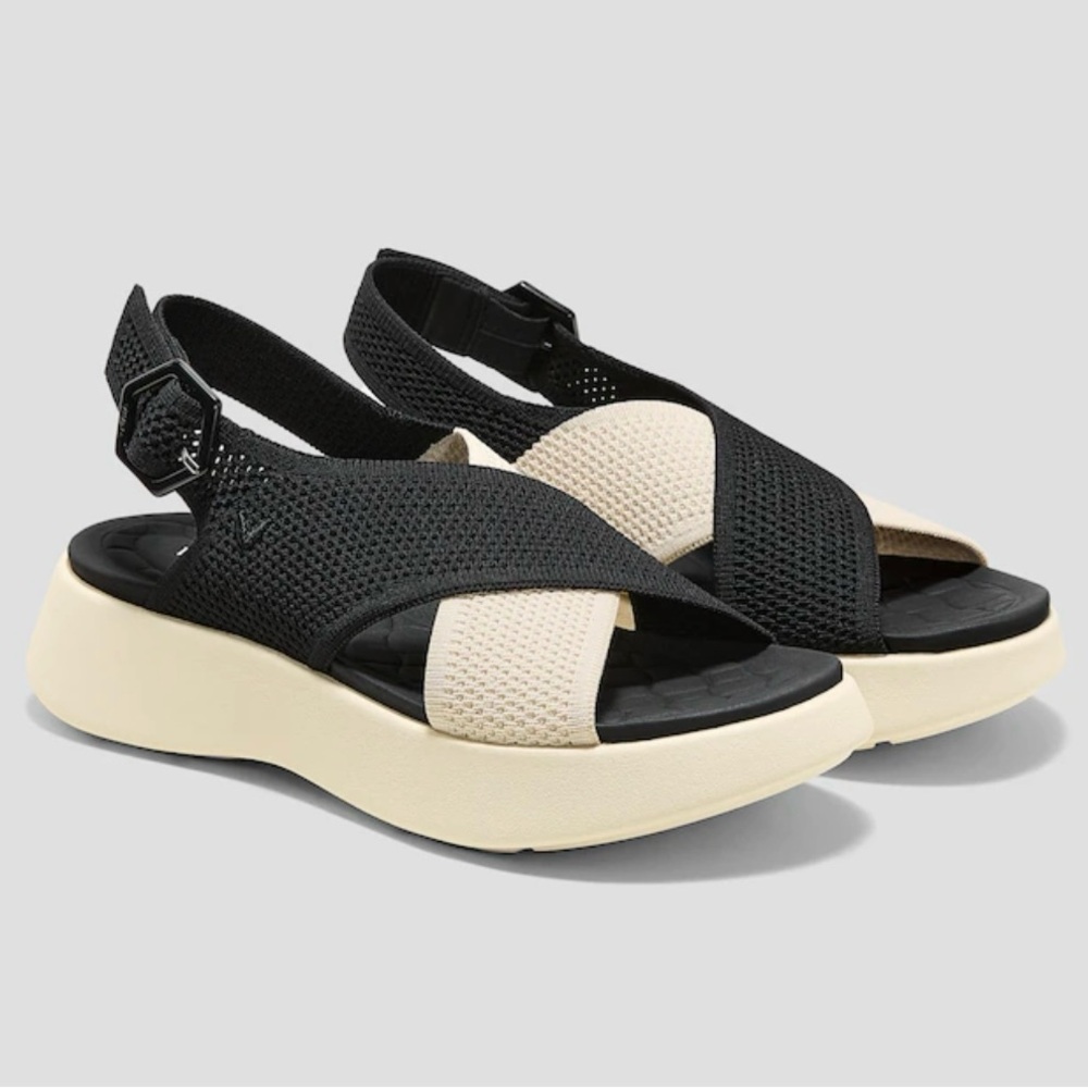 Chic Black and Cream Women's Sandals